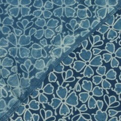 5 Yard Hand Block Flower Print Fabric Cotton Indian Natural Blue Sanganeri Print