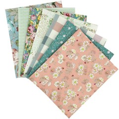 7-Piece Floral Printed Quilting Fabric Bundle, 100% Cotton Fat Quarters, 22″X22″