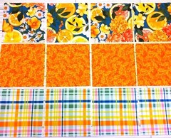 CITRUS FLORAL & PLAID (12) 5″ Cotton Fabric Charm Squares, For Crafts, Quilts