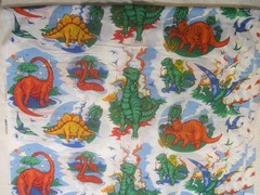 VTG NEW Fabric Cottage Dinosaur Fabric Prehistoric T-Rex Stegosaurus 166”x45”