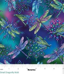 Cotton On Dragonfly Wings Dragonflies Multicolor Fabric Print by Yard D581.70