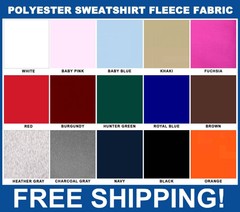 Solid Polyester Cotton Sweatshirt Fleece Fabric – 60″ Wide – by the Yard