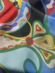 Italian Deadstock 100% Silk Twill Fabric Panel 22”x44” Emilio Pucci Logo