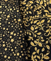 Robert Kaufman Studio RK Winters Grandeur 18381, 18382 Metallic Gold Black 1ydEa