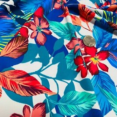 Fabric Nylon Spandex 4 Way Stretch Hawaiian Fashion Blue UV Resistant By Yard