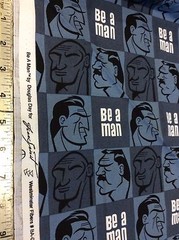 FREE SPIRIT-BE A MAN #BA01-BLUE-CHECK BY DOUGLAS DAY- 1 3/4 YARDS