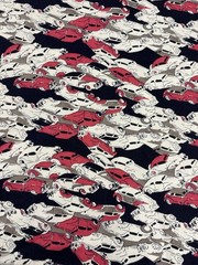 Vintage Car Fabric Pink White Black Thompson of California 1353 44”X44” (C3)