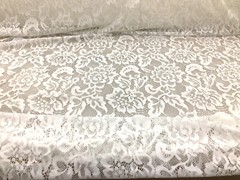 Embroidered Stretch Lace Apparel Fabric Sheer Floral Eggshell White FF411