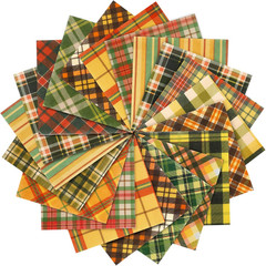 45Pcs Fall Fabric Cotton Autumn Plaids Squares Plaids Quilting Fabric 15 Designs