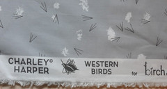 1.5 YDS Organic Cotton Fabric Cottage Charlie Harper Birch Western Birds Gray