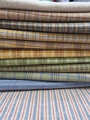 10pcs Vintage Yarn Dyed Plaid Cotton Fabric 14” x 20” Patchwork Quilting