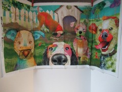 3 WISHES FABRIC “Raise the Woof ” DOG COTTON FABRIC PANEL SZ. 45″X24″ NEW
