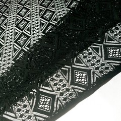 BLACK DIAMOND STRIPE LACE FABRIC 54″ BY THE YARD GOTHIC GEOMETRIC LACE