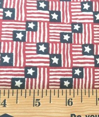 3 Yards Patriotic Americana Flag Fabric Red White Blue Primitive Cotton Quilting