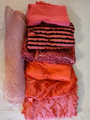 12.5+ Yards PINK Fabric Bundle – Solids Textures Stripes Embellished – Free Ship