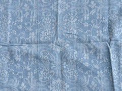 1 3/4 YDS X 46 COTTON BLEND JACQUARD LIGHT BLUE WHITE MEDIUM WEIGHT FABRIC