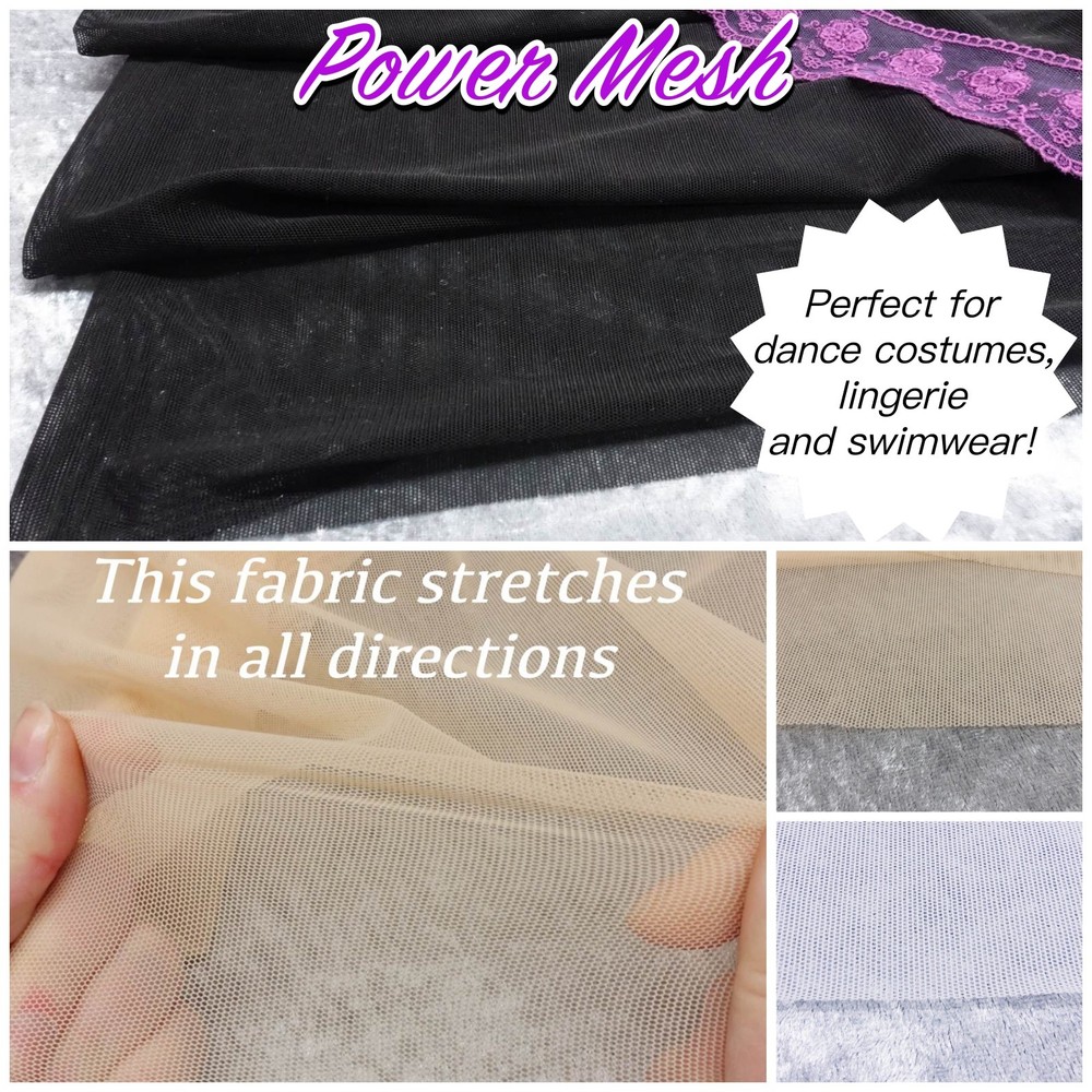 Power Net Mesh 4 Way Stretch Soft Dance Costume Lingerie 60”/150cm Wide Fabric