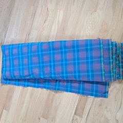Vintage Fabric Cotton Blend Blue Purple Green 10 3/4 Yds X 66 Wide Single Cut