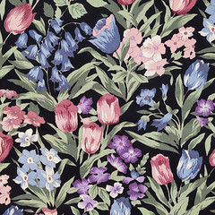 Hoffman COUNTRY SIDE COLLECTION Floral Flower Garden Quilt Fabric 4yds