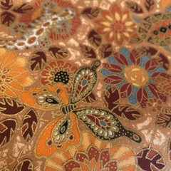 Copper Bronze Brown Metallic Flower Butterfly Turtle Blank Quilting 2.5 Yards