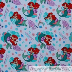BonEful FABRIC FQ Cotton KNIT White Red The Little Mermaid Disney Girl Ocean Sea