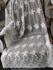 2 Yard Offwhite Embroidered Lace Fabric 50” Width
