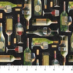 Wine Bottles 44″ fabric by Northcott, DP24561-99, cotton