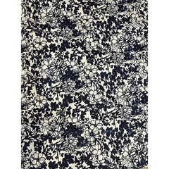 Indigo Blue White Floral 100% Linen Medium Weight Fabric 56″ x 2 Yards