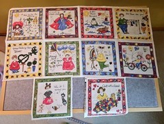 Vtg Ten Women of the Year Quilt Fabric Mom Quilt With A Friend 8″ Square Panels
