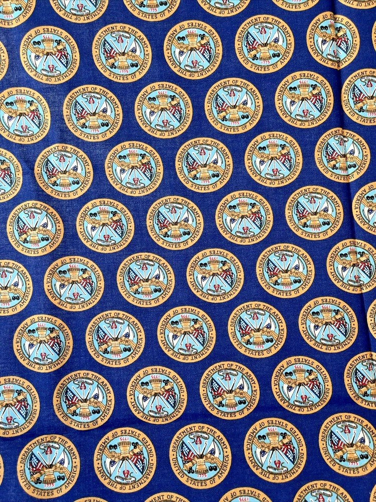 United States Blue US Military Army Medallion Seal Fabric 4 Yards