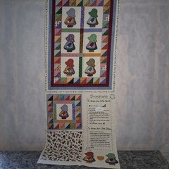 Vintage SUN BONNET SUE Fabric Panel for LITTLE QUILT & PILLOW 26″ x 18″