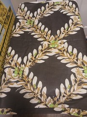 S.M.HEXTER EMPIRE FLORAL LEAVES FABRIC MATERIAL HAND PRINT Expresso 10 Yrd