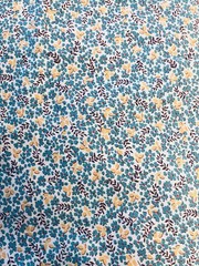 VTG 40-60`s Ditzy Calico Cottagecore Teal & Yellow Floral on White 30½ “x30”