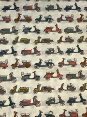 2 Yards Birch Organic Cotton Quilting Fabric Trans Pacific Retro Mod Moped