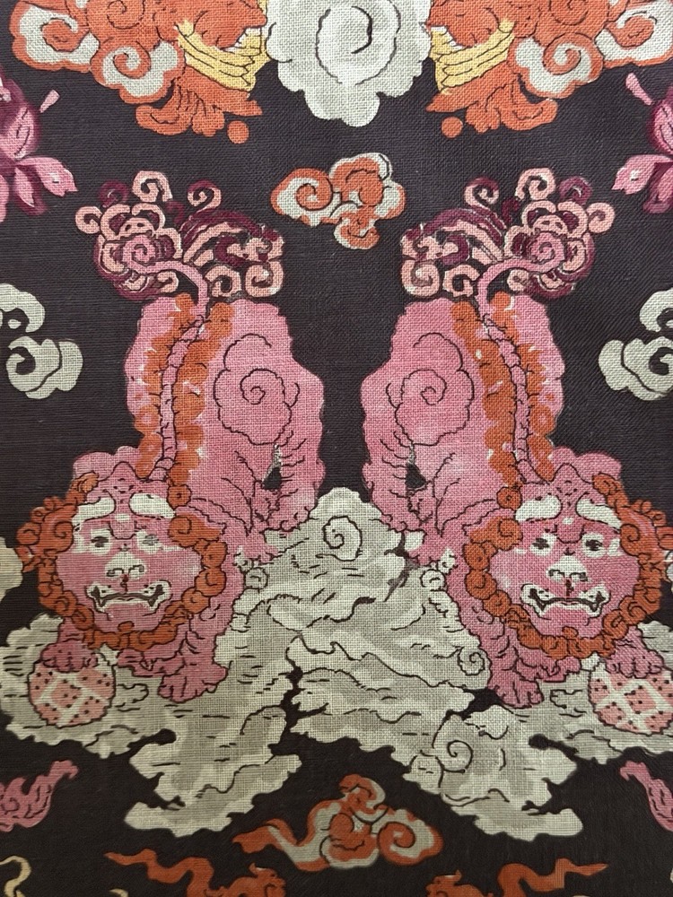 Schumacher 178053 Magic Mountain Dragon Aubergine Linen Blend Fabric 3 Yards
