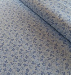 By The Yard, Tiny Leaves & Flowers Blue Cotton $3.99 Ships Any Amount Of Fabric.