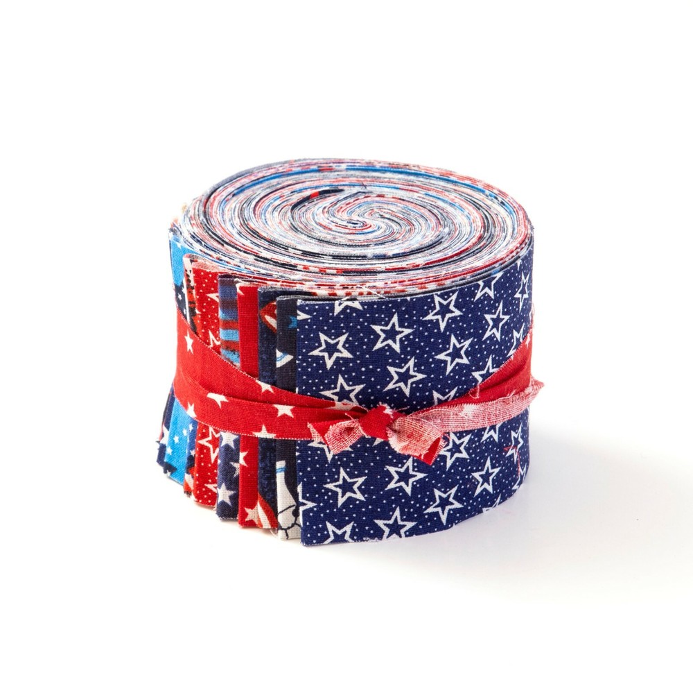 2.5 inch America Patriotic Jelly Roll 100% cotton fabric quilt strips 17 piece