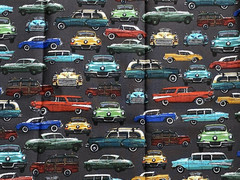 Classic VINTAGE CARS on Charcoal Gray Background BENARTEX Cotton Fabric 18″ x 44