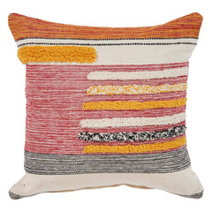 Eclectic Lined Multicolored Striped Hypoallergenic Polyester 18 In. X 18 In. Ind