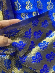 JACQUARD BROCADE FABRIC-saree blouse piece-BEIGE Golden 36″X29″-matka banarsi