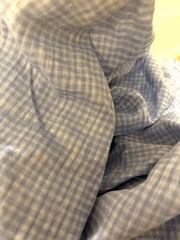 Blue White Linen Fabric Yarn Dyed Check Textured 55” Wide BTY