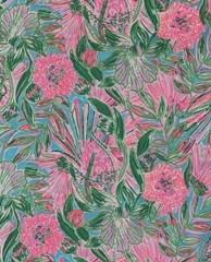 Lilly Pulitzer Cotton Poplin Fabric Blue Horizon Coming In Hot 36″ X 57″