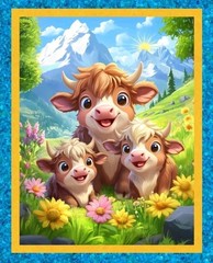 MDG – Happy Highlands “Cow” Quilting And Crafting Fabric Panel