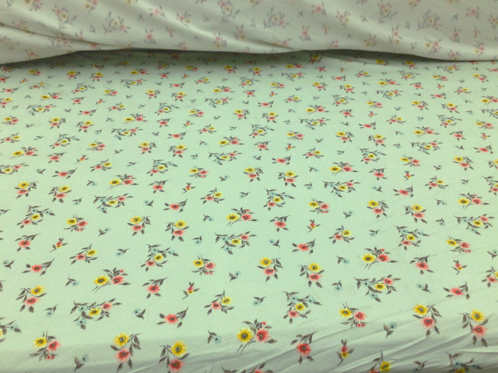 Double Brushed DTY Floral Spandex Stretch Apparel Fabric Green Yellow Pink M316