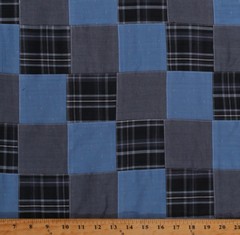 Stitched Patchwork Blue Plaid Yarn-dyed Yarn Dyed Fabric by the Yard D274.33