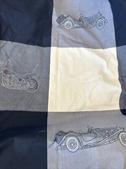 Square Design Fabric Panels Patchwork Classic Antique Car Motorcycle Blue