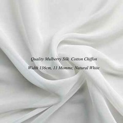 53” Wide By Yard Mulberry Silk Cotton Chiffon Gauze Natural White Silk Fabric