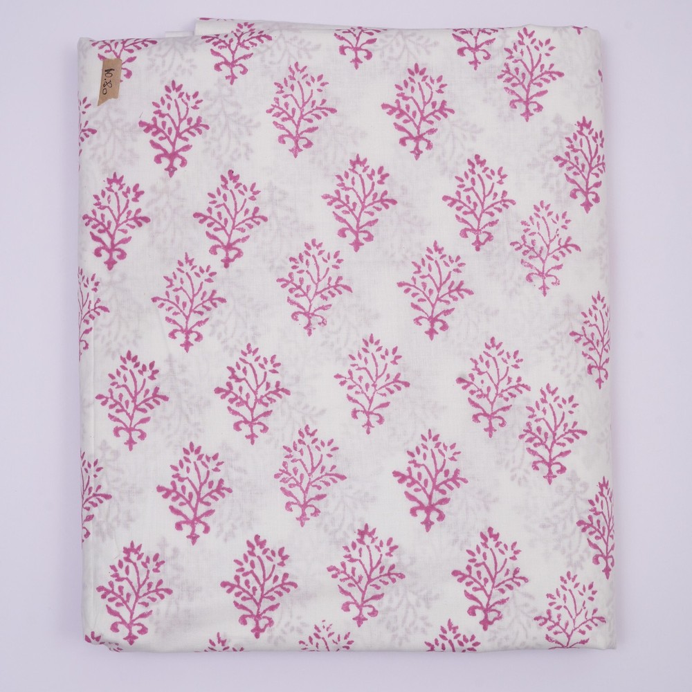Indian 5 Yard Hand Block Floral Print 100% Cotton Dressmaking Craft Fabric
