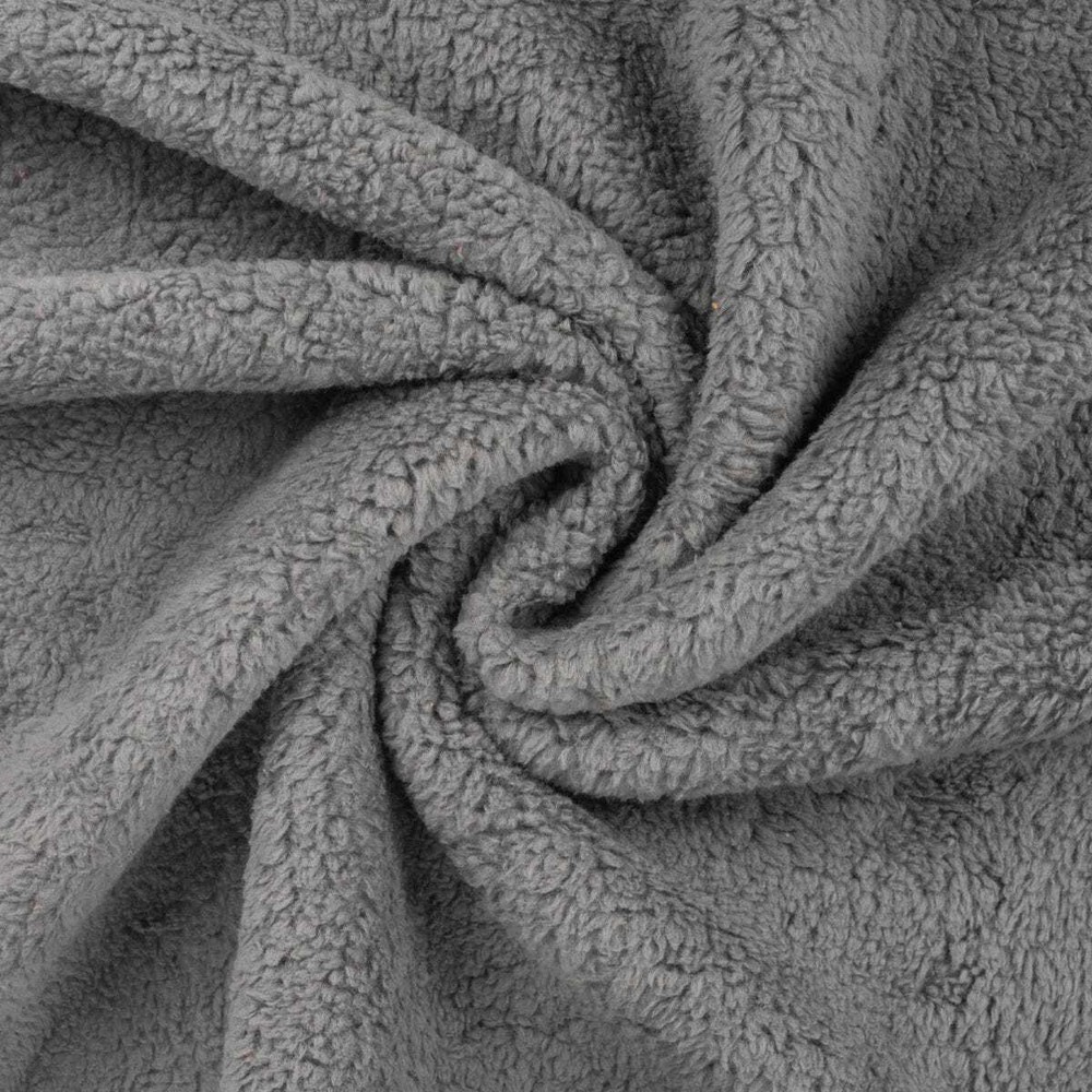 Cotton Teddy Sherpa Fleece Fabric Material – DARK GREY