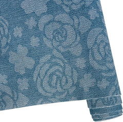 | Light Blue Denim Rose Fabric, Soft Stylish Floral Cowboy Faux Leather Fabric 1